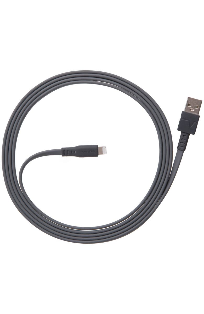Ventev Flat USB-A to Apple Lightning High Speed Tangle-Free 6 Foot Cable, Main, color, Gray