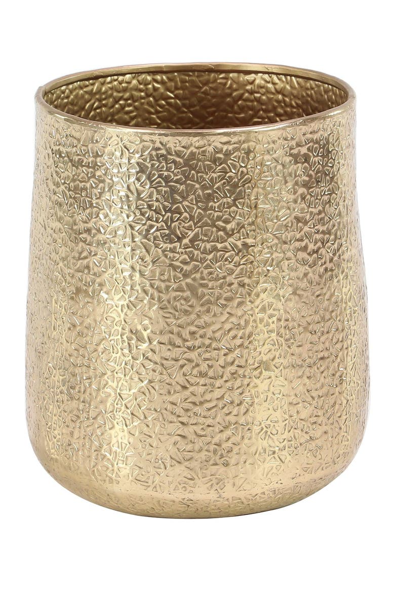 Goldtone Aluminum Indoor & Outdoor Planter with Hammered Design - Set of 3, Alternate, color, GOLD