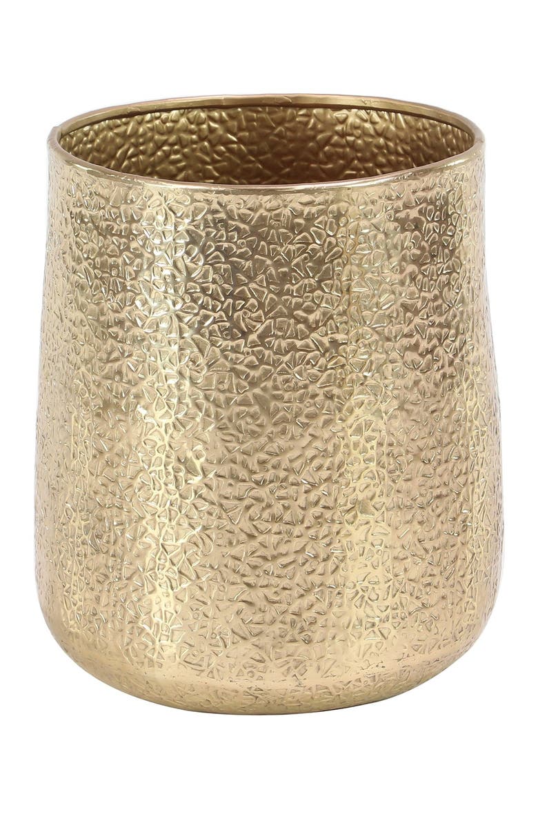 VIVIAN LUNE HOME Goldtone Aluminum Indoor & Outdoor Planter with Hammered Design - Set of 3, Alternate, color, Gold