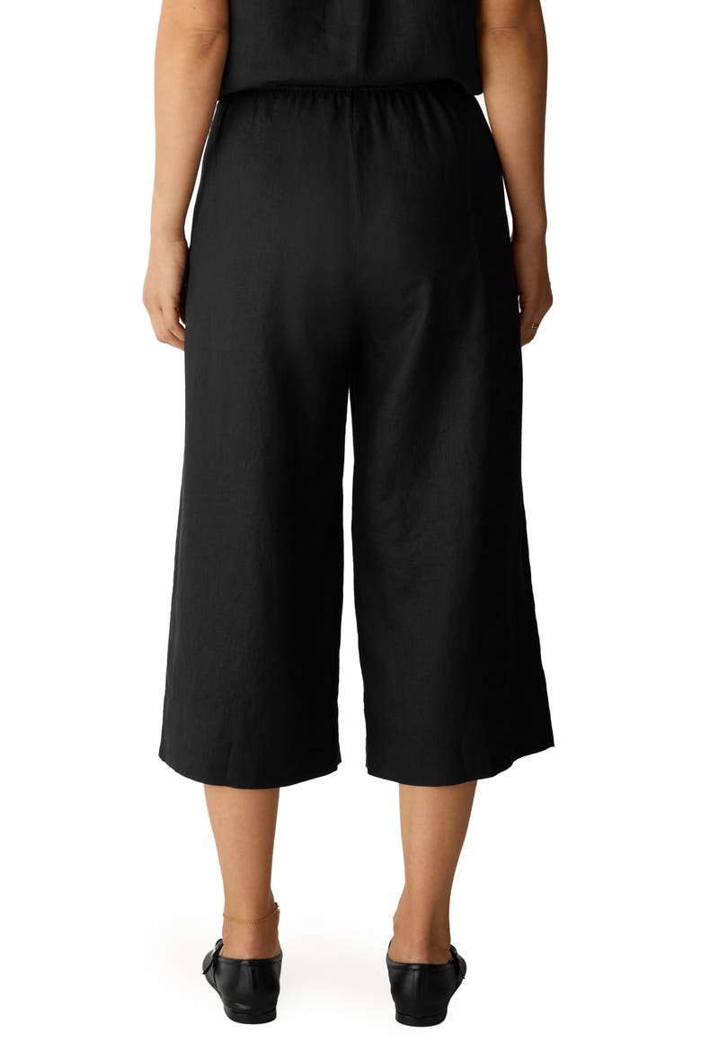 Wide Leg Linen Crop Pants, Alternate, color, BLACK