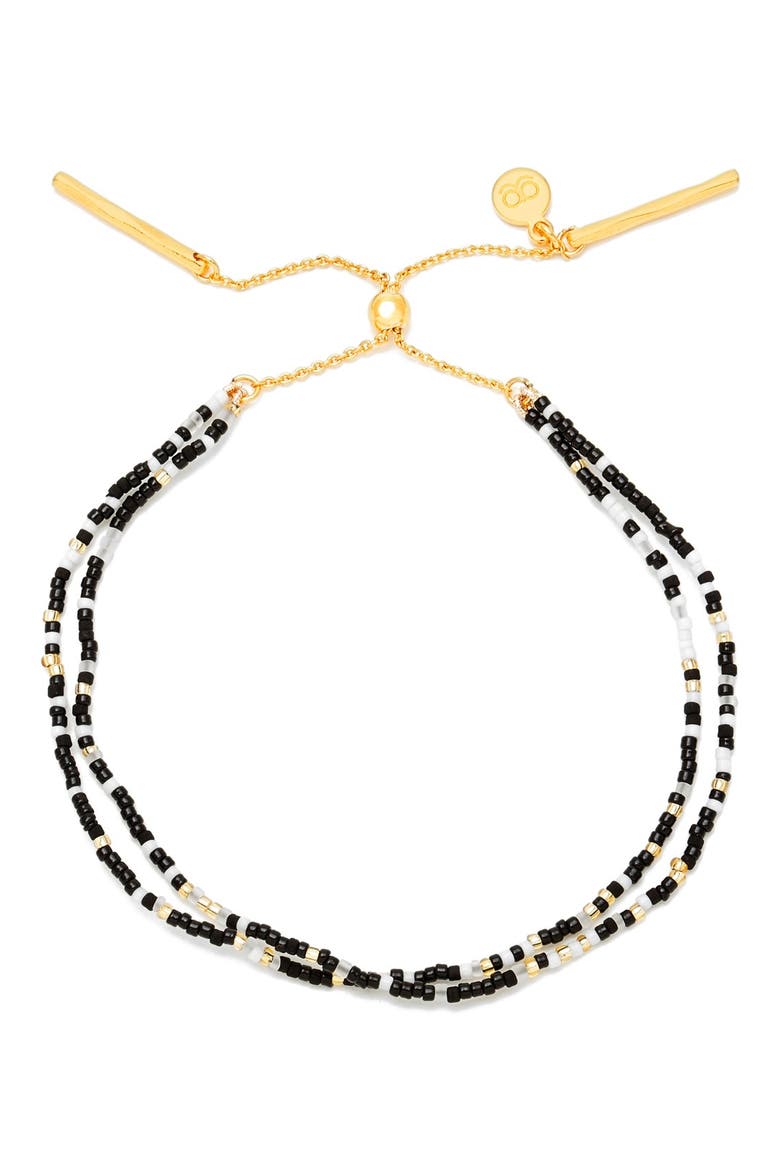 'Taner Dagger' Double Strand Bead Bracelet, Main, color, BLACK