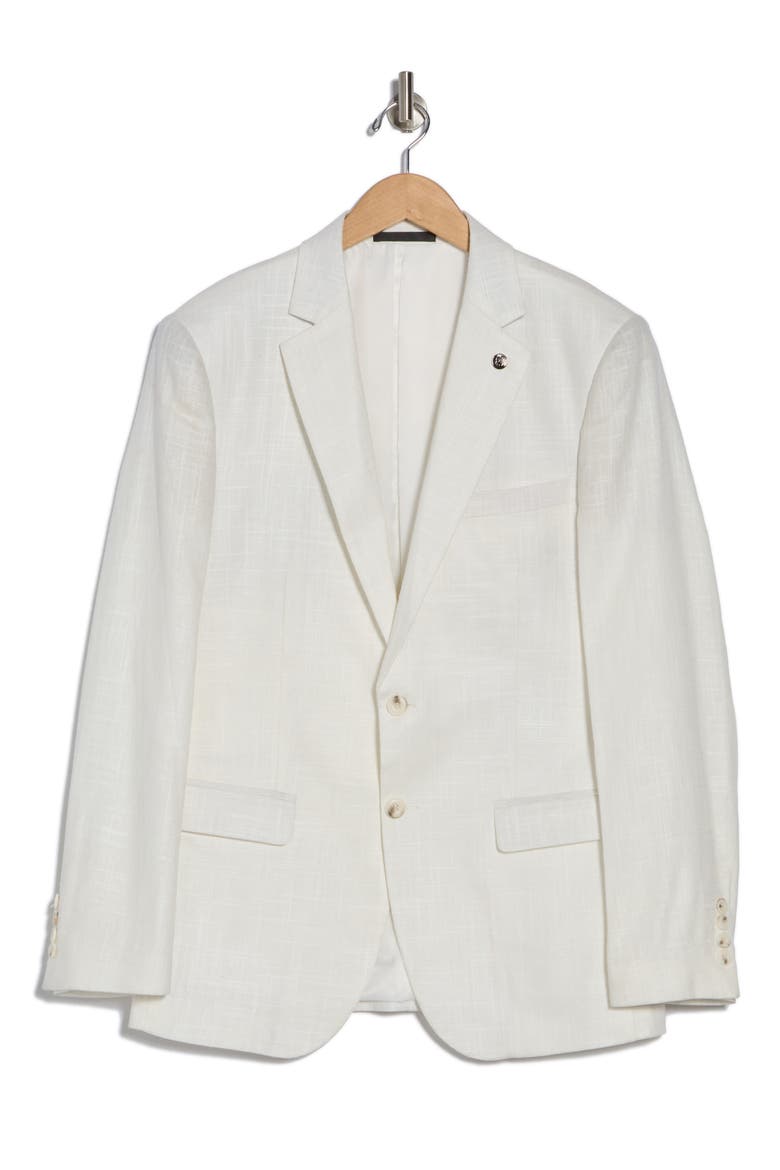 Slim Fit Wax Linen Blazer, Alternate, color, WHITE
