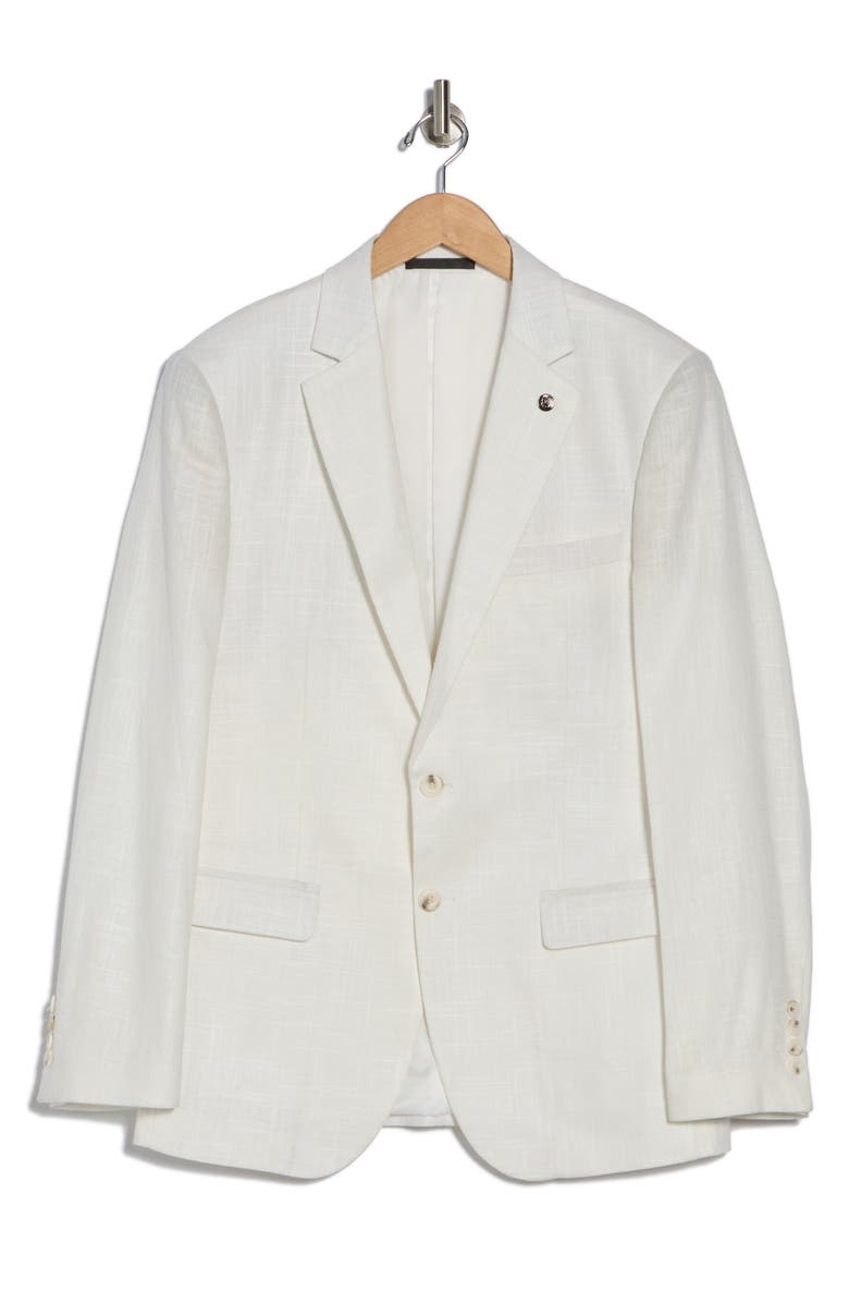 T.R. PREMIUM Slim Fit Wax Linen Blazer, Alternate, color, White