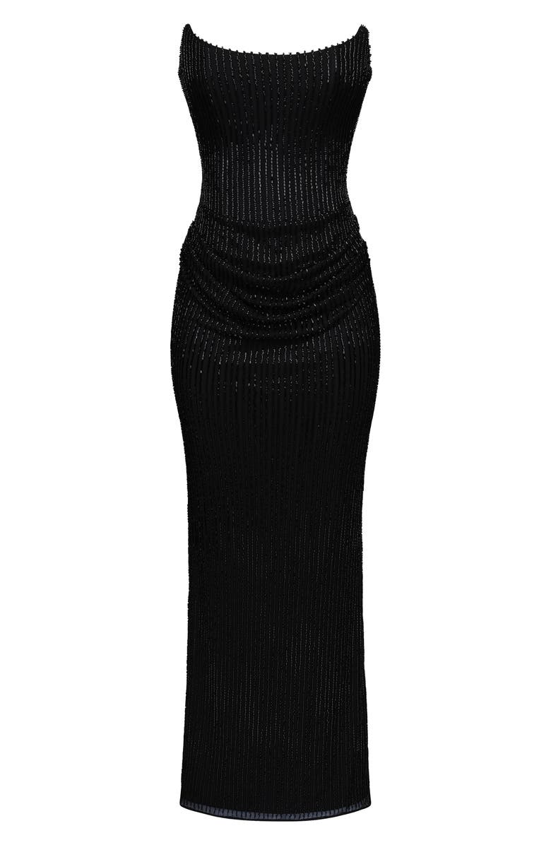 HOUSE OF CB Alicia Hand Beaded Strapless Mermaid Gown, Alternate, color, Black