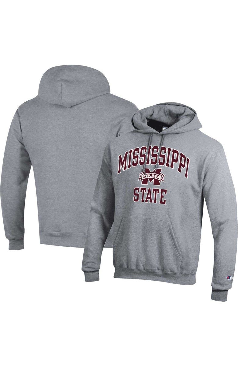 Champion Men's Champion Heather Gray Mississippi State Bulldogs High Motor Pullover Hoodie, Alternate, color,