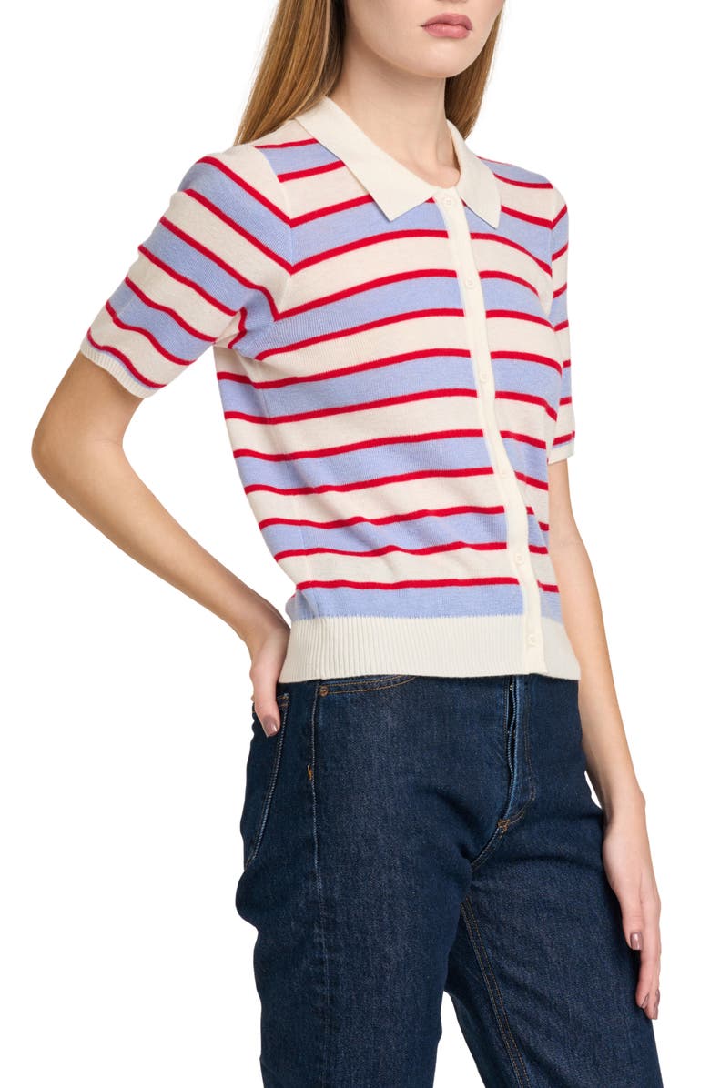 WAYF Wesley Collar Cardigan, Alternate, color, Blue Stripe