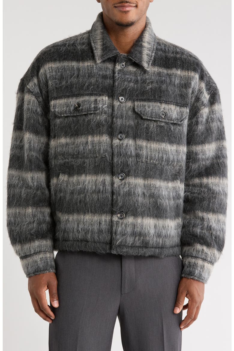 Brushed Plaid Flannel Shirt Jacket, Alternate, color, BLACK FADED CLARK PLAID