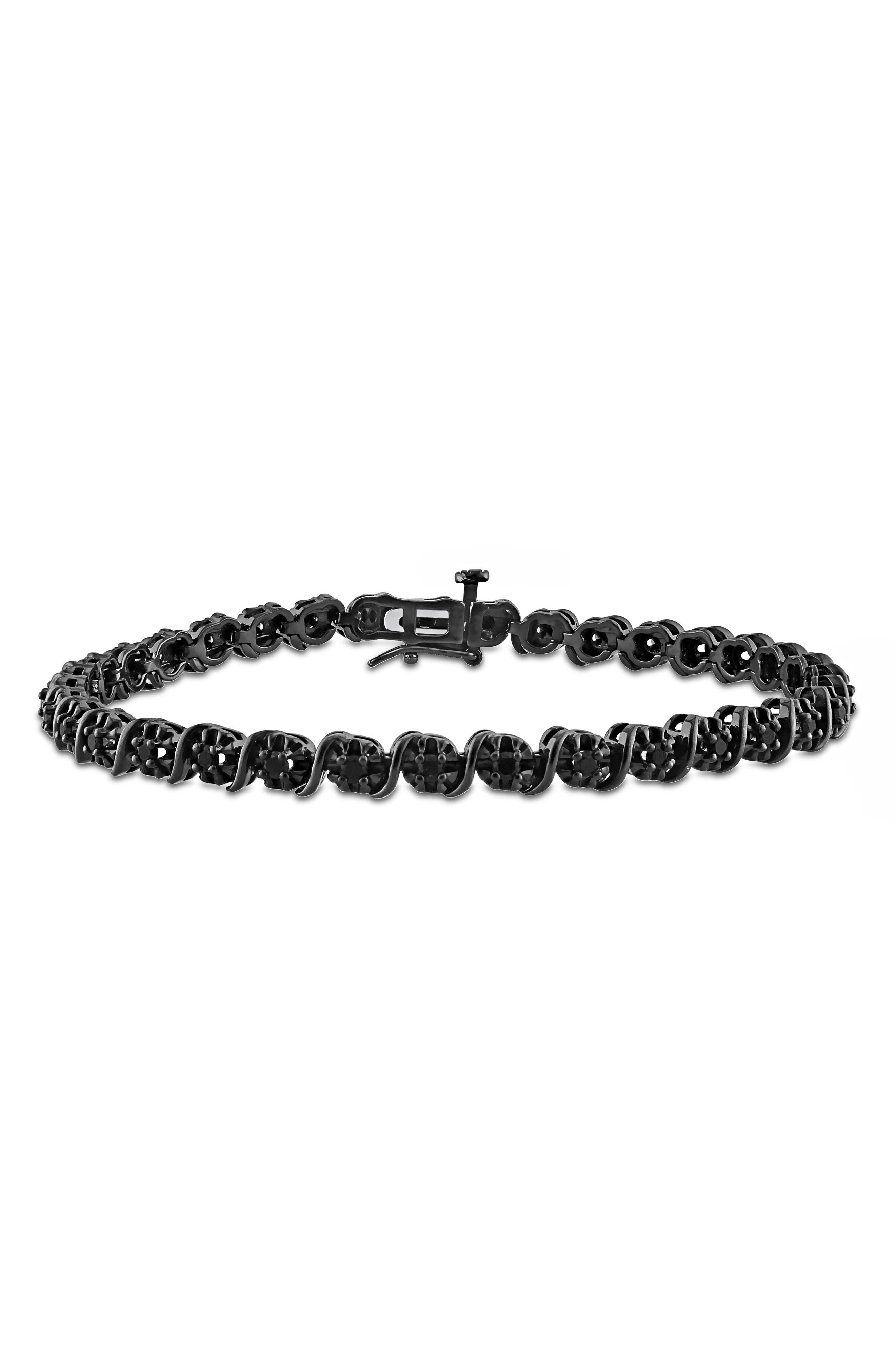 DELMAR Black Diamond Tennis Bracelet