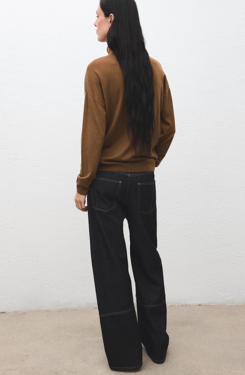 MANGO Turtleneck Sweater, Alternate, color, Tobacco Brown