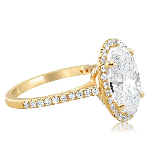 Bliss Diamond 3 1/2ct Oval Moissanite & Diamond Halo Engagement Ring 14k Gold In Gold