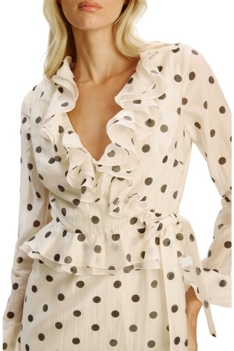 Polka Dot Frill Ruffle Long Sleeve Minidress, Alternate, color, IVORY SPOT