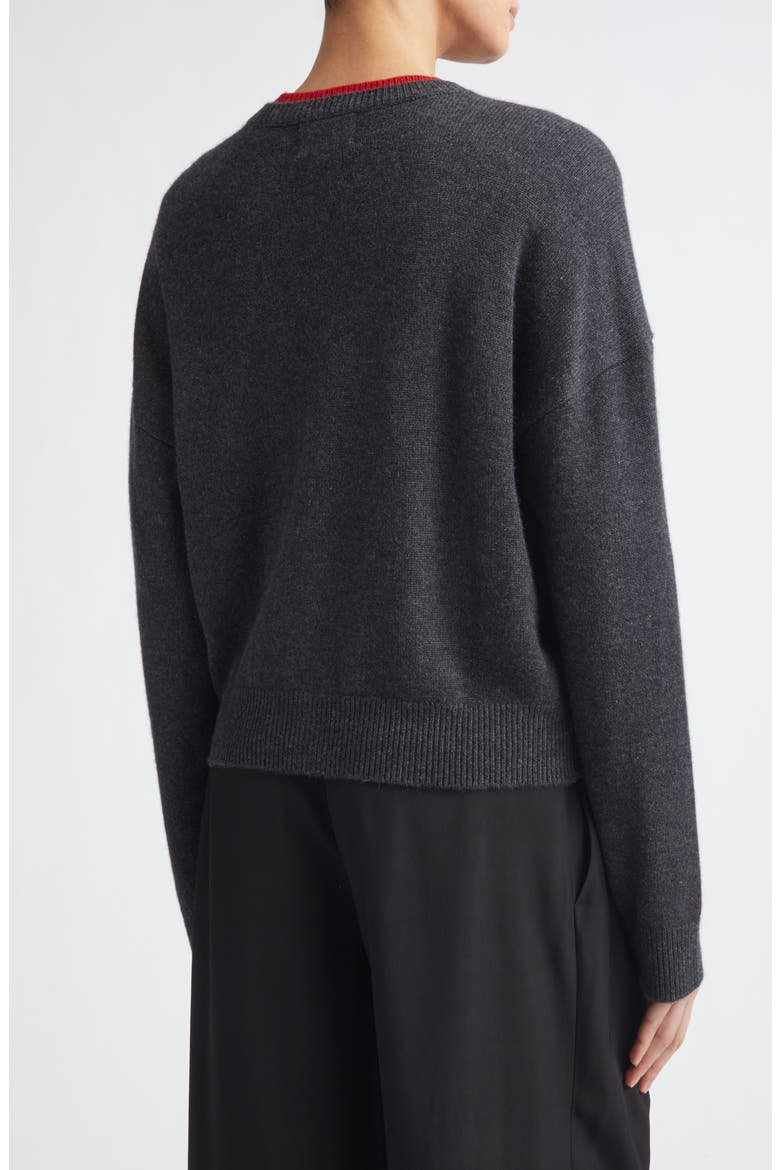 Nicola Contrast Cardigan, Alternate, color, CHARCOAL/ RED