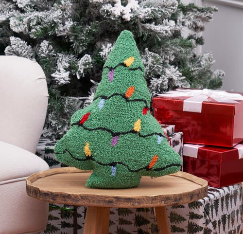 C & F Home C&f Home Christmas Tree Shaped Hooked Pillow In Green