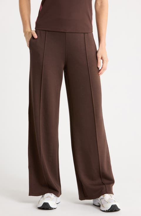 High Waist Pintuck Wide Leg Track Pants
