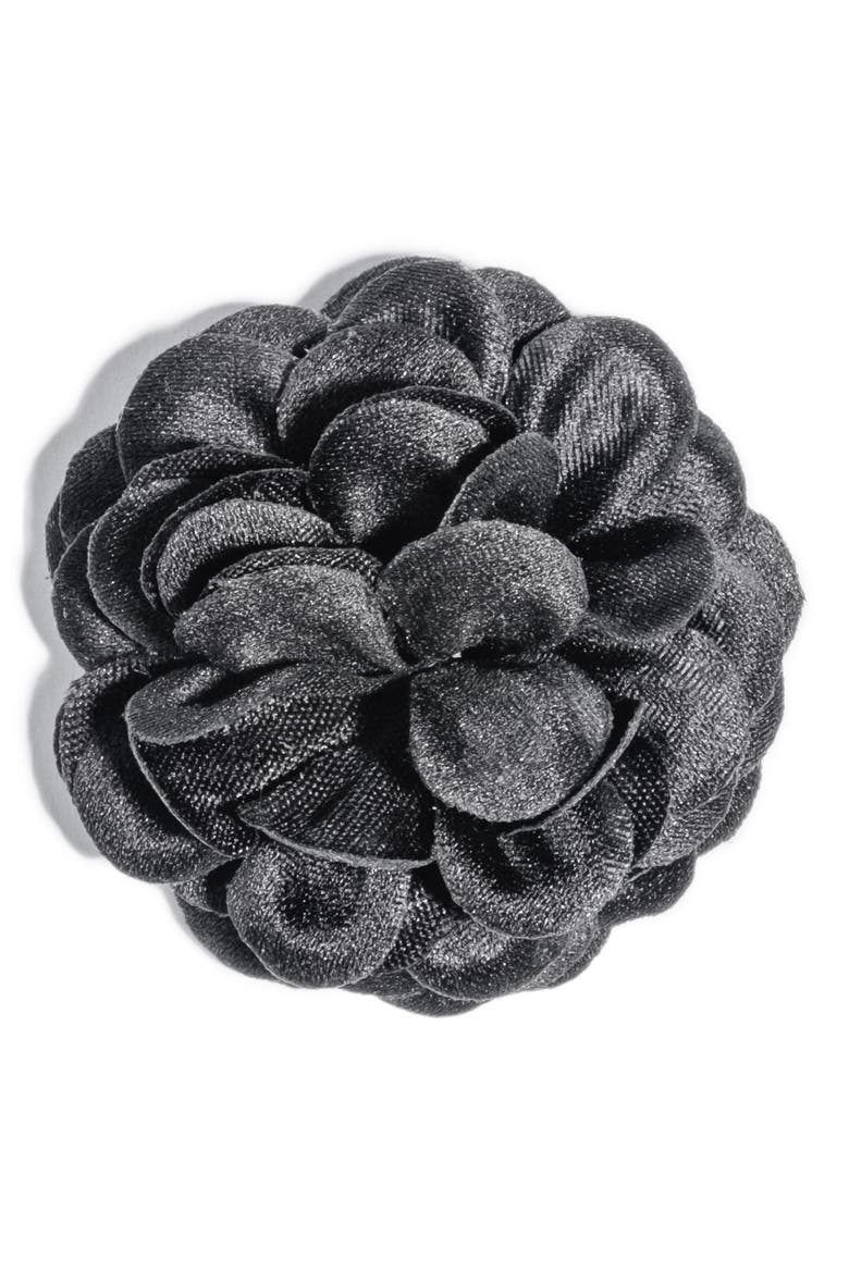 Large Lapel Flower, Main, color, BLACK