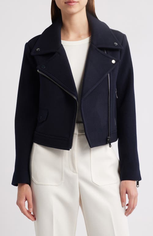 Reiss Arlow Asymmetric Zip Wool Blend Jacket In Navy