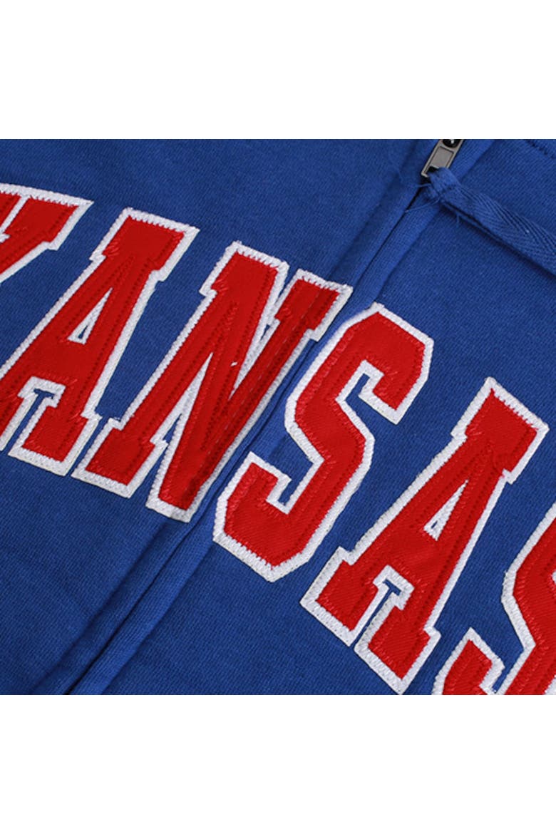 Women's Stadium Athletic Royal Kansas Jayhawks Arched Name Full-Zip Hoodie, Alternate, color, Royal