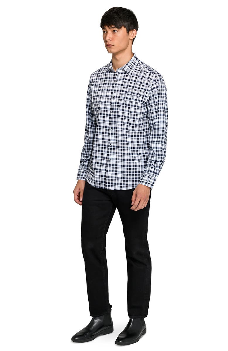 W.R.K Slim Fit Plaid Reworked Cotton Button-Up Shirt, Alternate, color, White/ Black