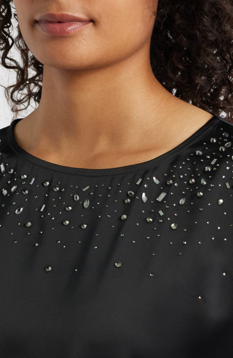 Anne Klein Bateau Neck Heat-Set Crystal Top, Alternate, color, Anne Black