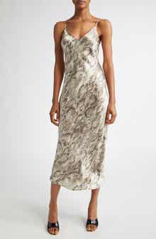 L'AGENCE Seridie Snakeskin Print Silk Slipdress