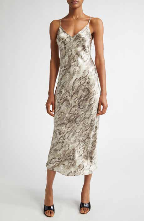 L'AGENCE Seridie Snakeskin Print Silk Slipdress