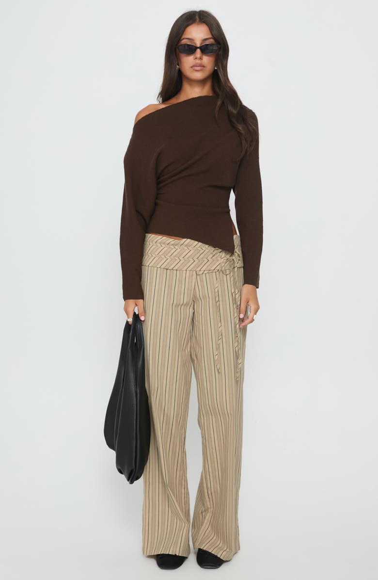 Princess Polly Kaelith One-Shoulder Sweater, Alternate, color, Brown