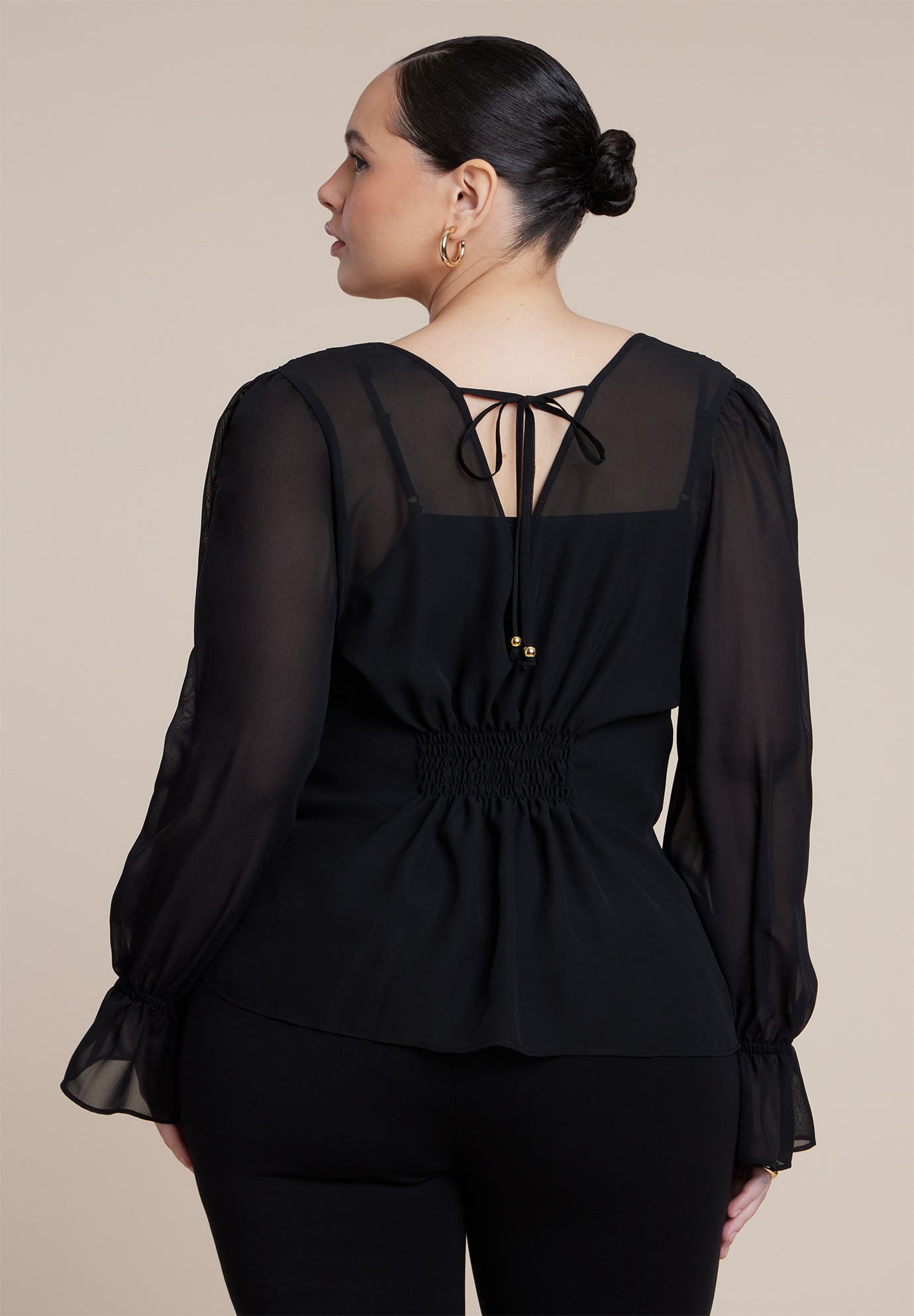 Smocked Sheer Blouse - image 2