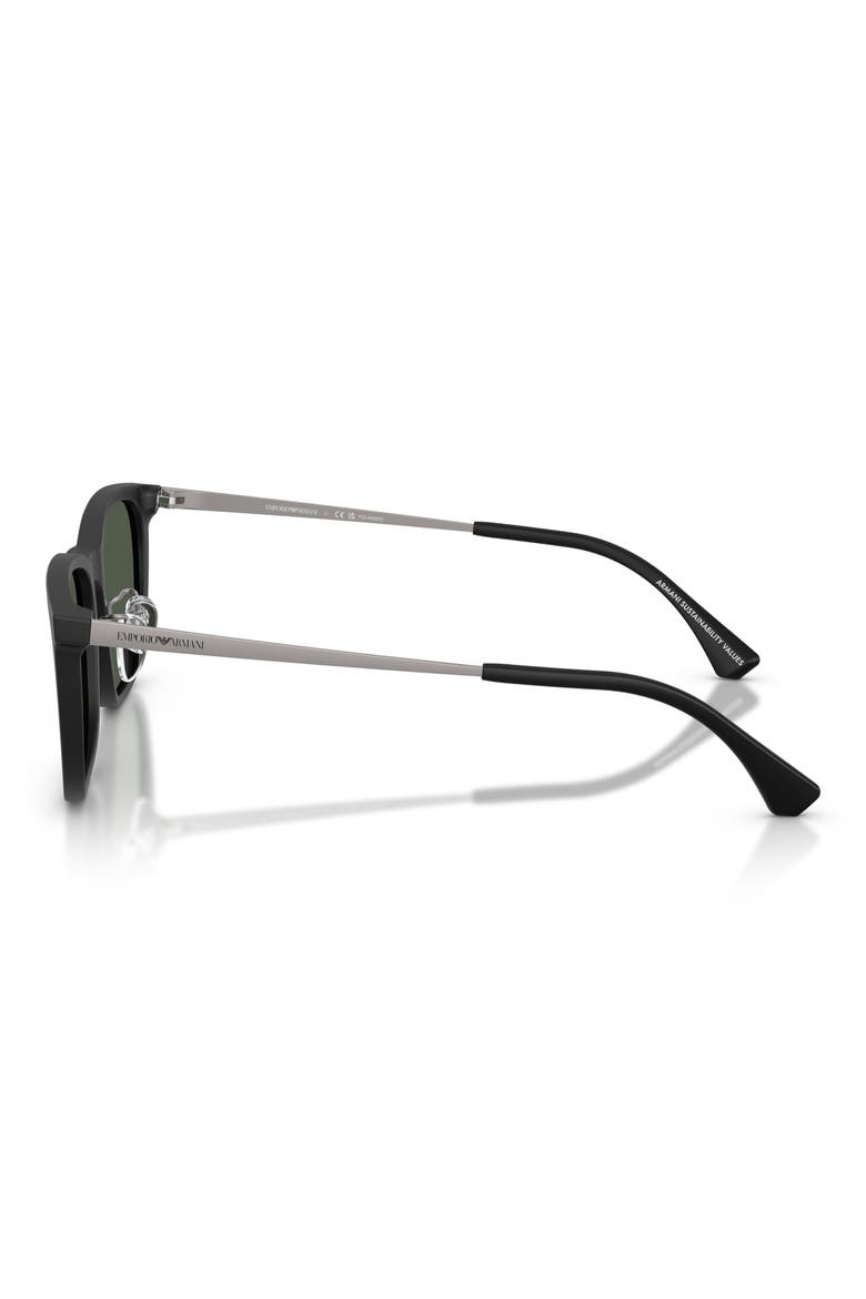 56mm Polarized Square Sunglasses, Alternate, color, MATTE BLACK / DARK GREEN POLAR