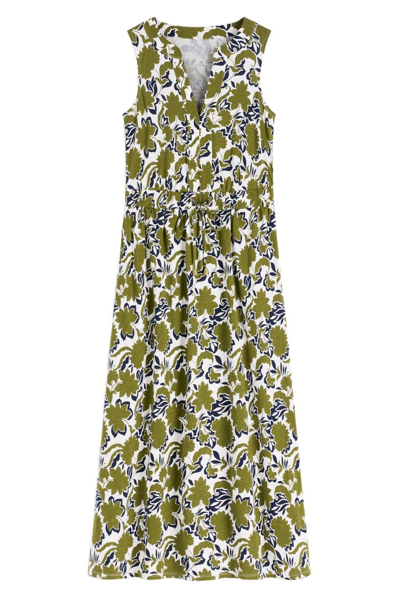 Delphine Print Sleeveless Jersey Midi Dress, Alternate, color, OLIVE SHADOW BLOSSOM