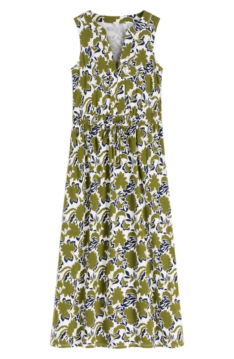 Boden Delphine Print Sleeveless Jersey Midi Dress, Alternate, color, Olive Shadow Blossom