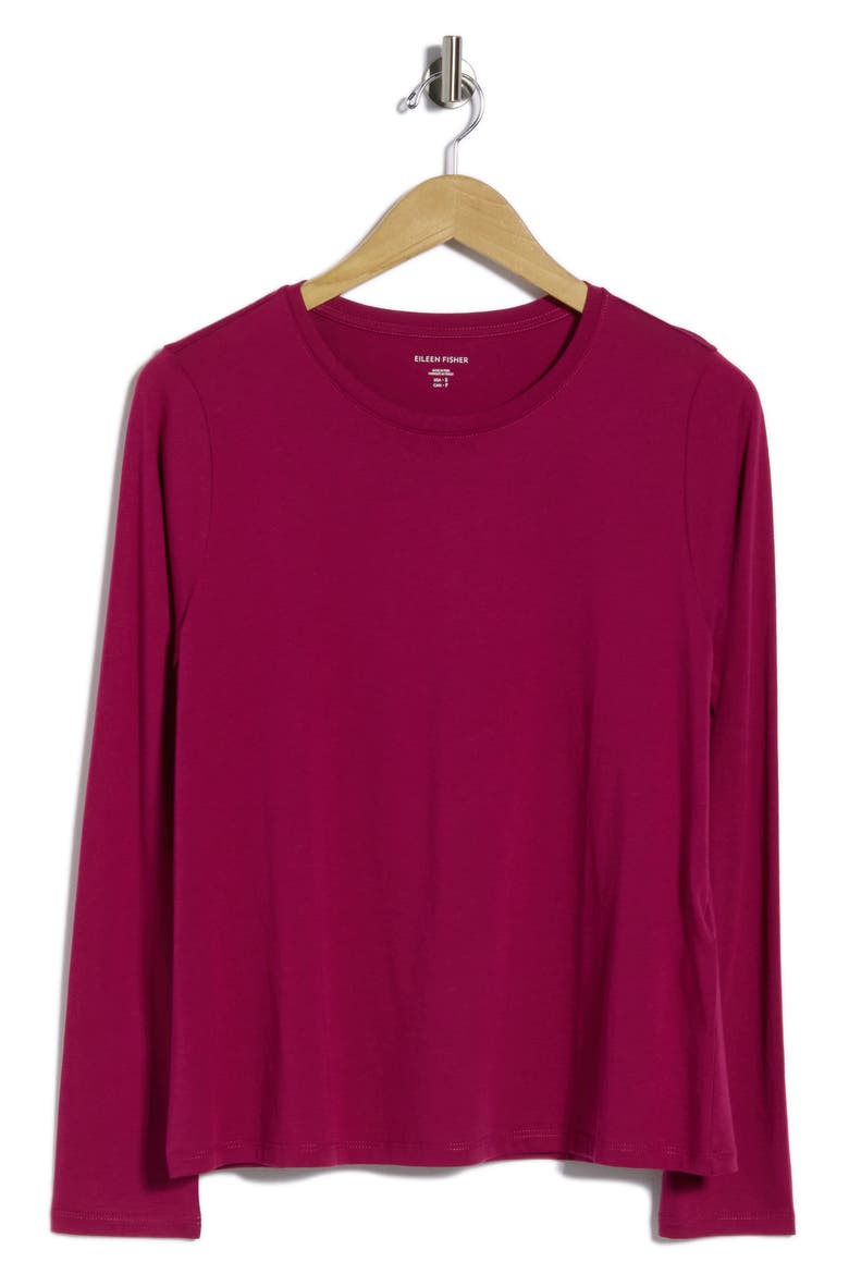 Organic Cotton Long Sleeve T-Shirt, Alternate, color, BERRY BLOOM