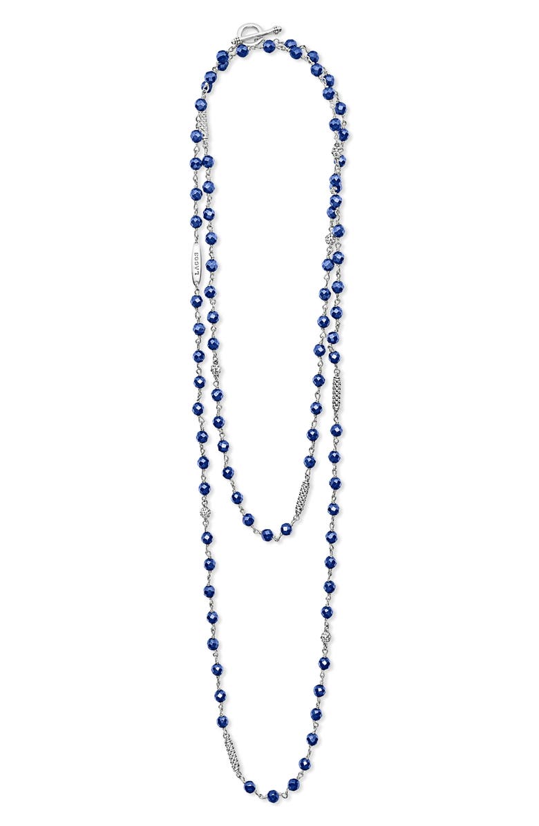 LAGOS Caviar Icon Ultramarine Ceramic Bead Dual Layer Toggle Necklace, Main, color, Marine