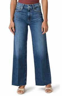 PAIGE Anessa Raw Hem High Waist Wide Leg Jeans