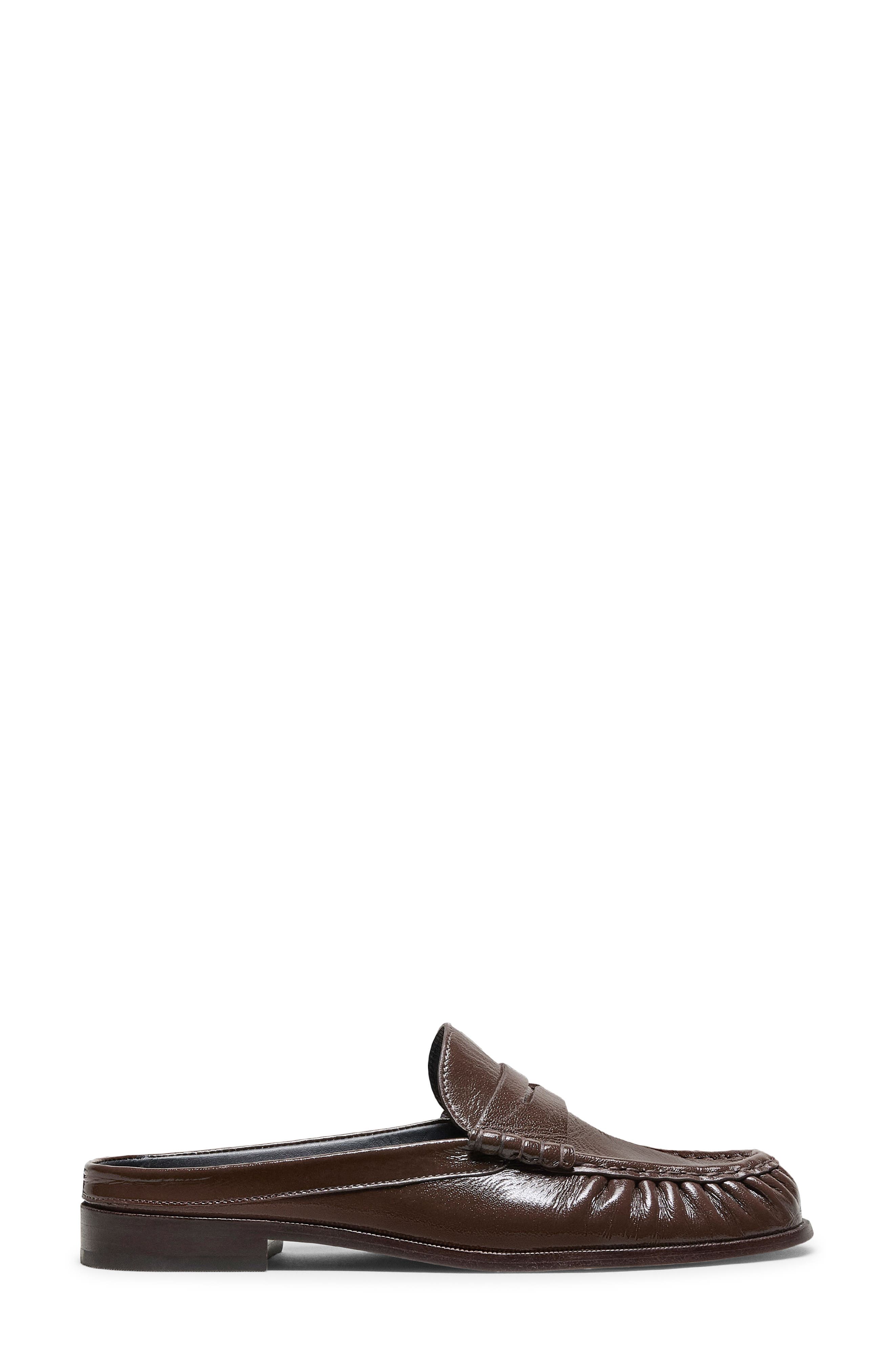 Reformation Francine Loafer Mule, Alternate, color, Espresso Crinkle Patent