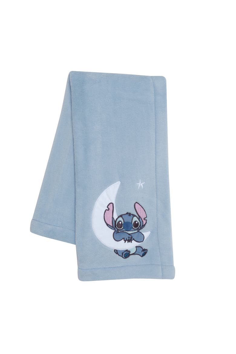 Disney Stitch Soft Fleece Appliqued Baby Blanket, Main, color, Blue