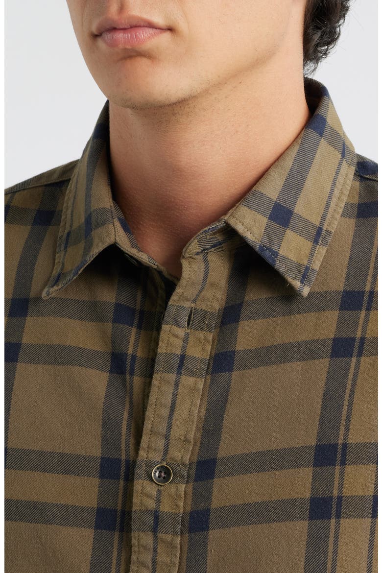 Tomlin Overdye Plaid Cotton Flannel Button-Up Shirt, Alternate, color, DARK GREEN