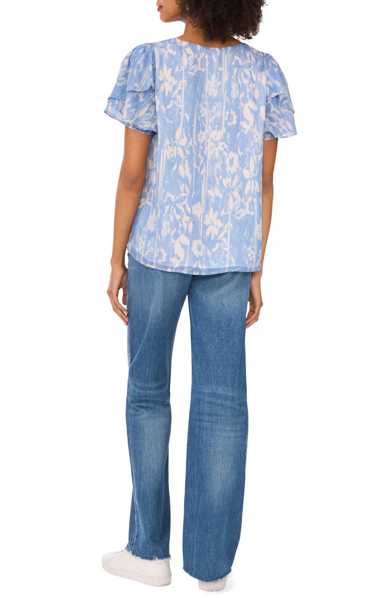 Vince Camuto Tulip Sleeve Top, Alternate, color, Lake Breeze