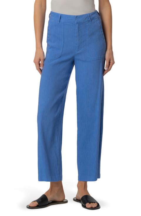 Topaz High Waist Crop Wide Leg Linen Blend Pants