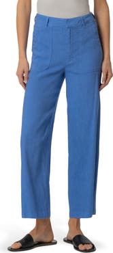 KUT from the Kloth Topaz High Waist Crop Wide Leg Linen Blend Pants