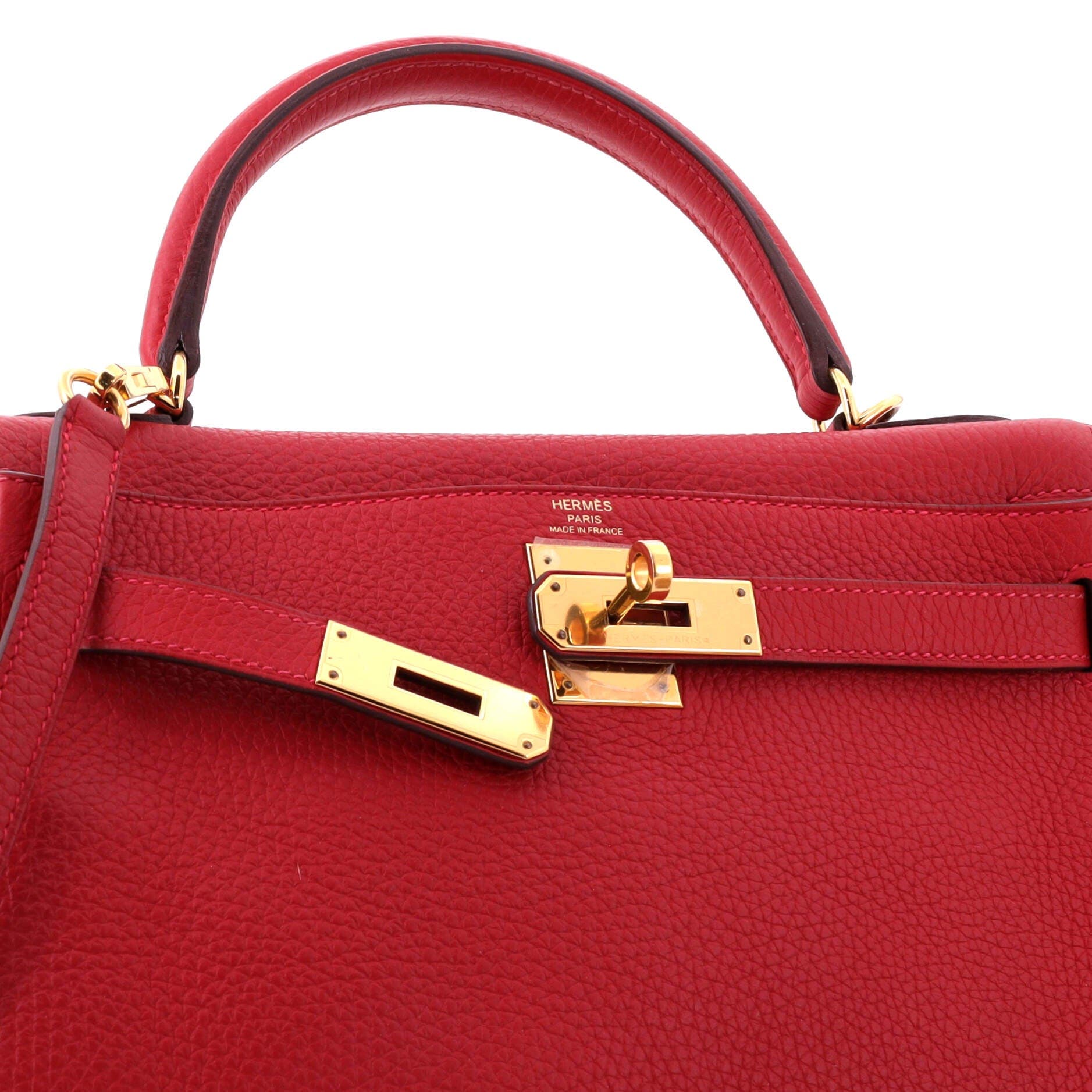 Pre-Owned Hermes Kelly Handbag Red Clemence with Gold Hardware 28, Alternate, color, Rouge Vif
