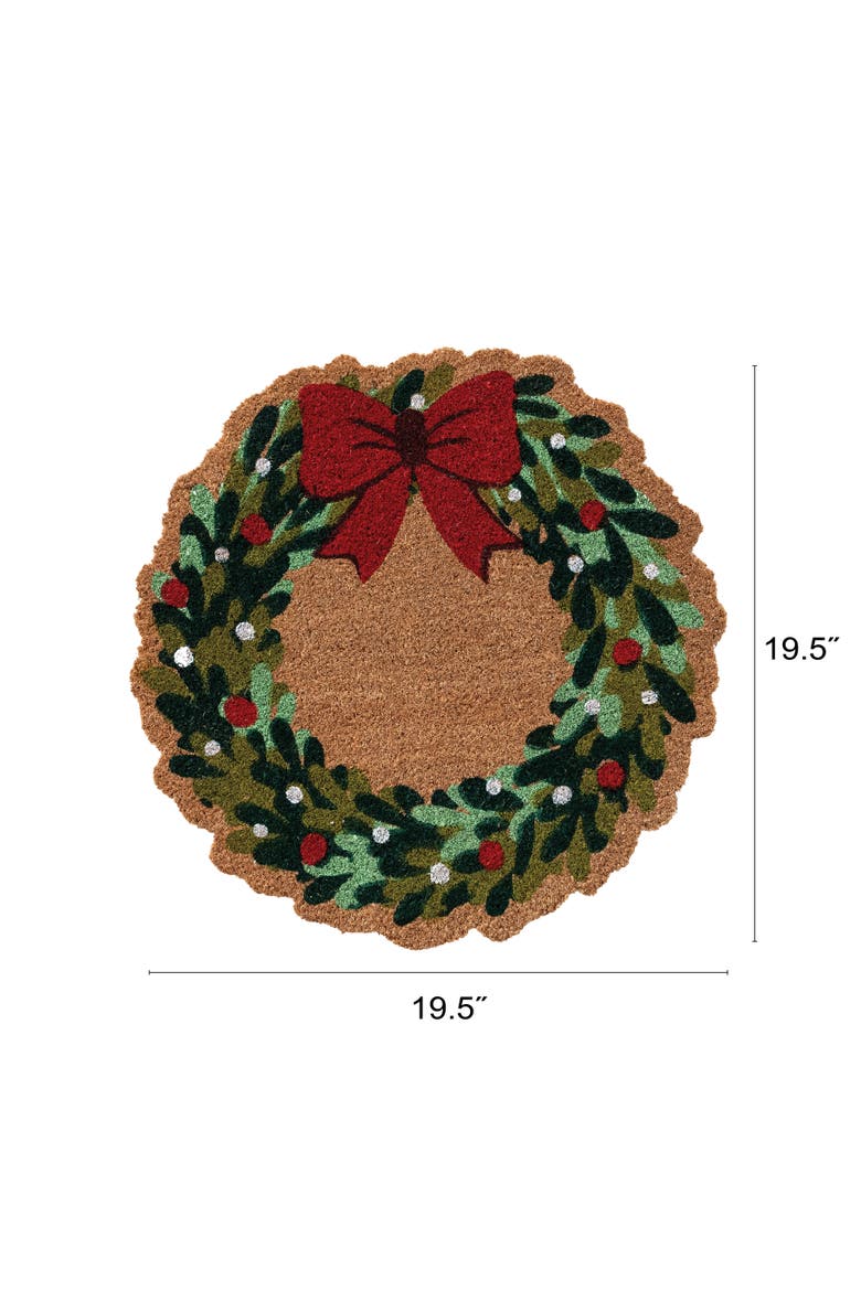 Wreath-Shaped Coir Doormat with PVC Backing, Alternate, color, Multicolor