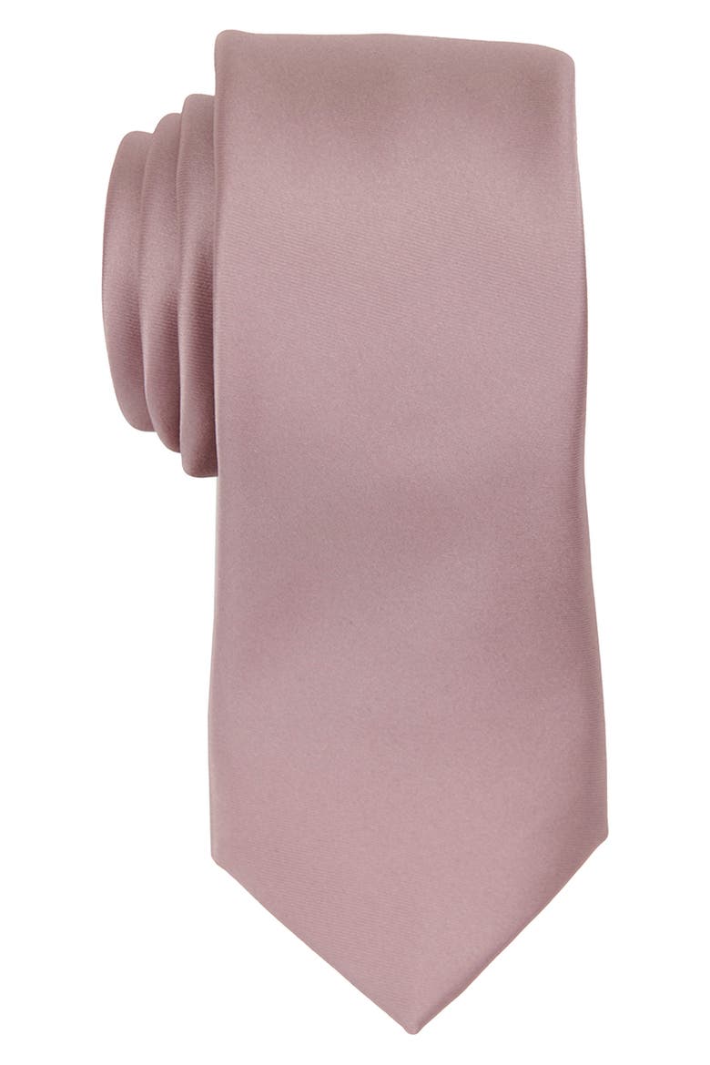 Solid Satin Tie, Main, color, ROSE QUARTZ