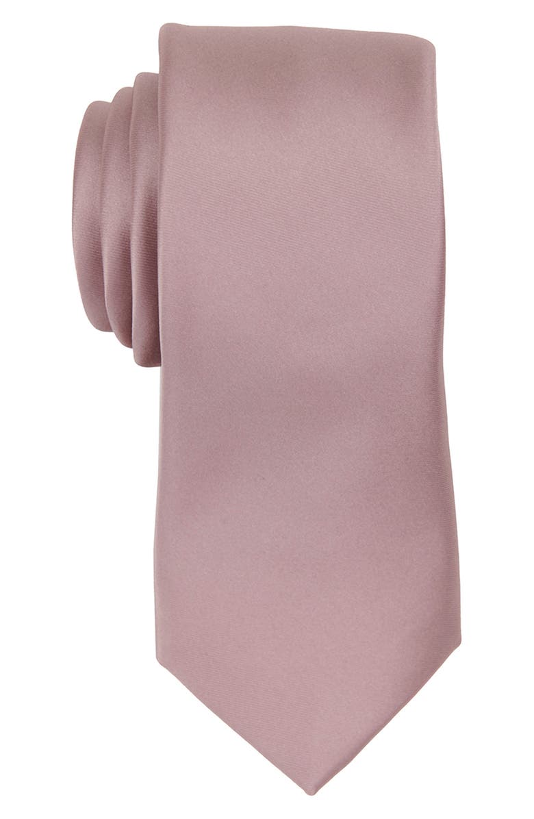 Brooklyn Brigade Solid Satin Tie, Main, color, Rose Quartz