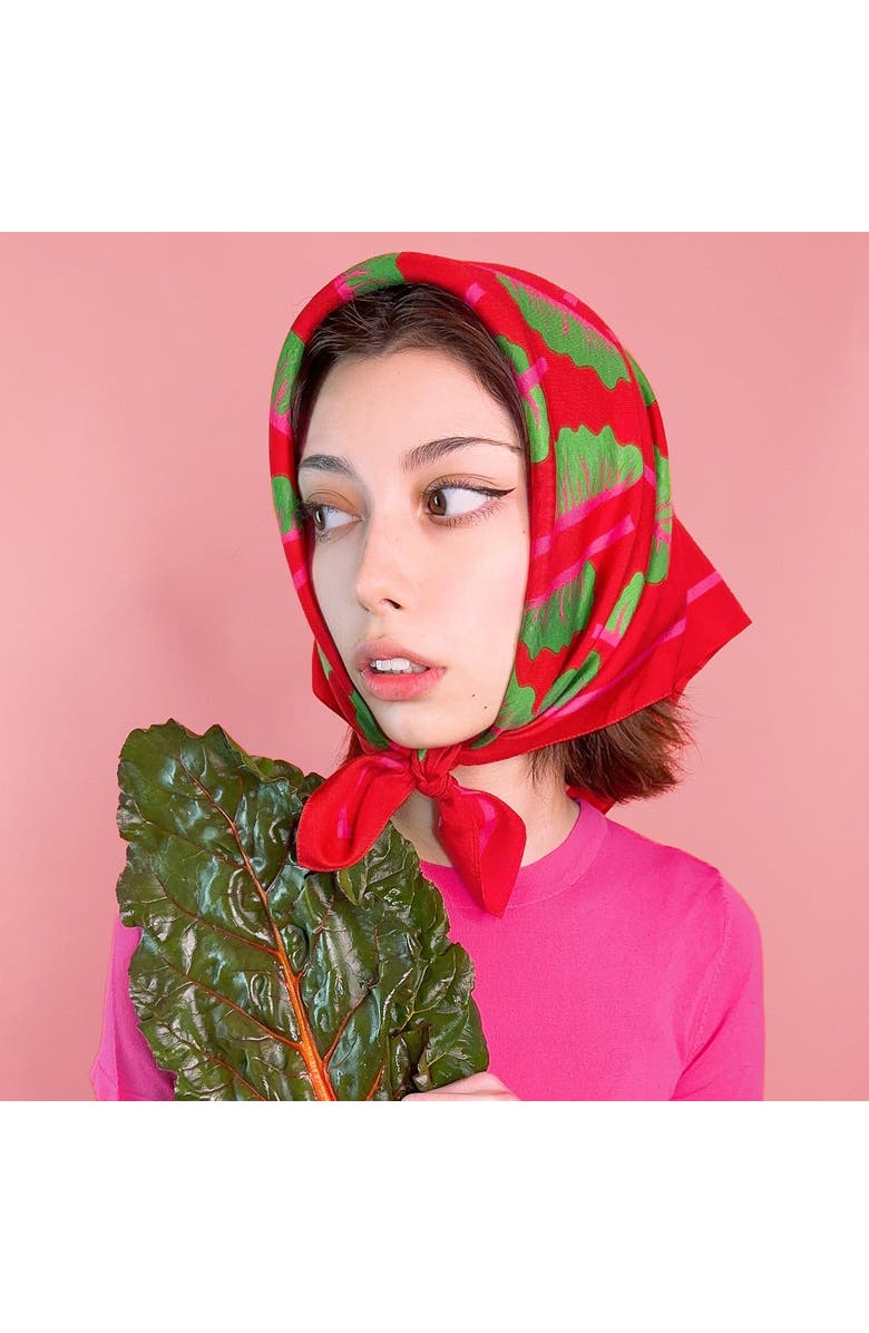 Centinelle Glowing Chard Cotton Silk Bandana, Alternate, color, Red