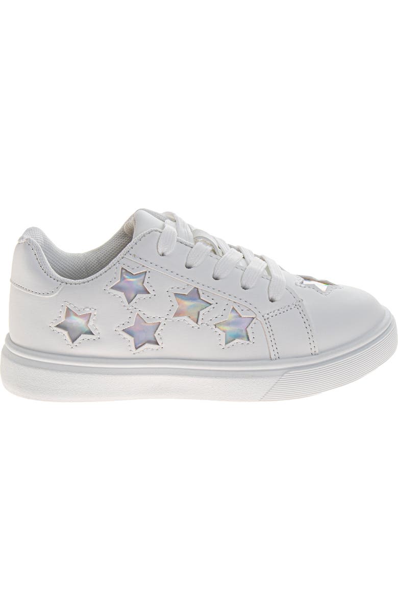 Kensie Girl Lace-Up Stars Casual Sneakers, Alternate, color, White/Silver