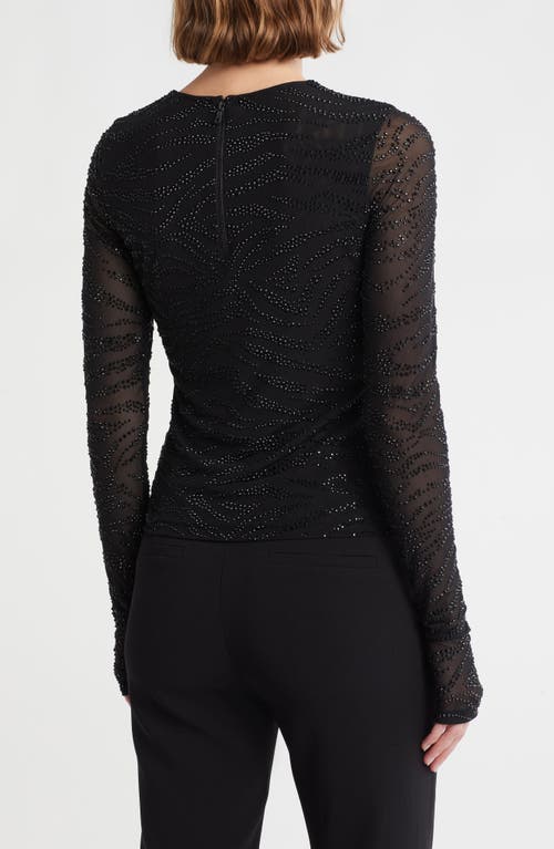 Alice And Olivia Alice + Olivia Delaina Embellished Mesh Top In Blue