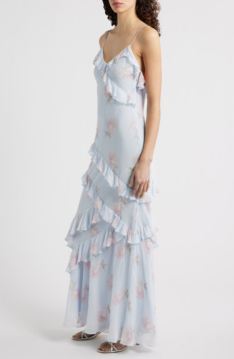 LoveShackFancy Rialto Floral Ruffle Dress, Alternate, color, Blue Roan