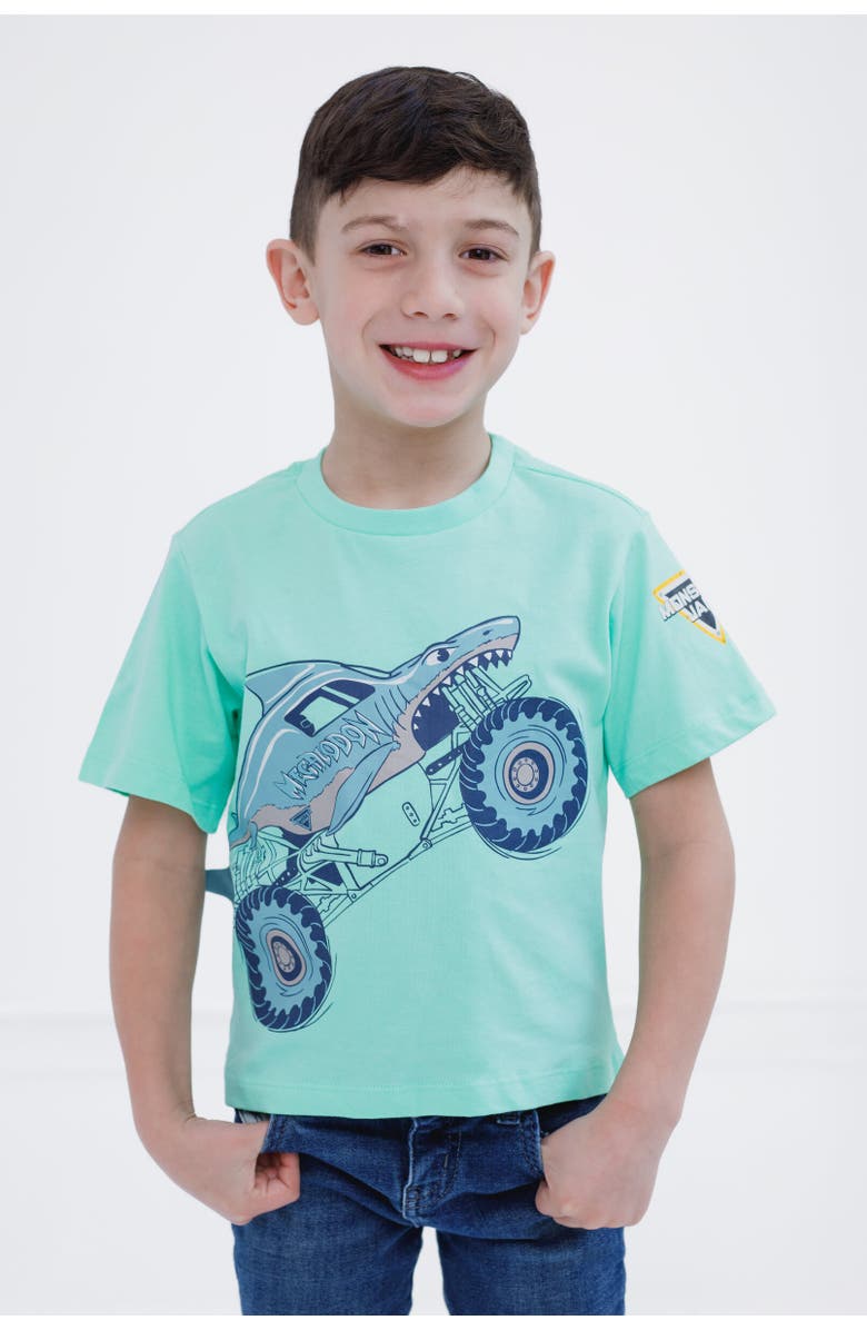 Monster Jam Novelty 3D Graphic T-Shirt, Alternate, color, Turquoise Megalodon