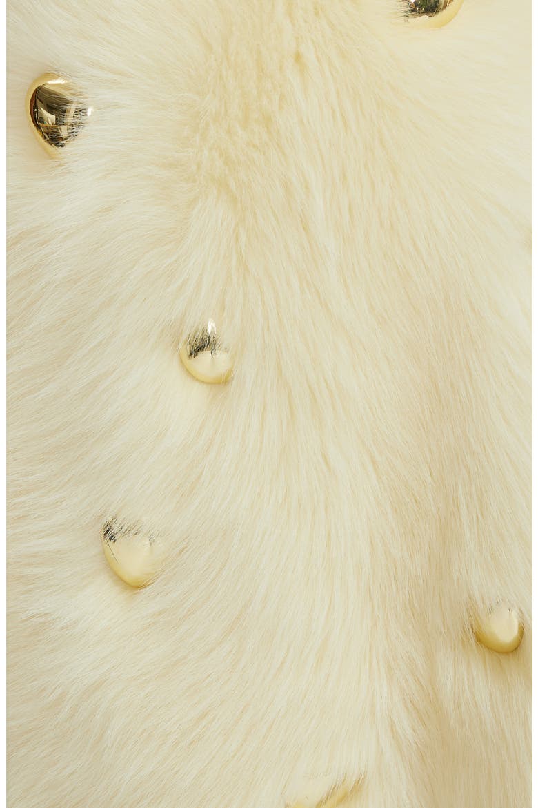 Studded Genuine Shearling Wrap Coat, Alternate, color, CAMOMILE