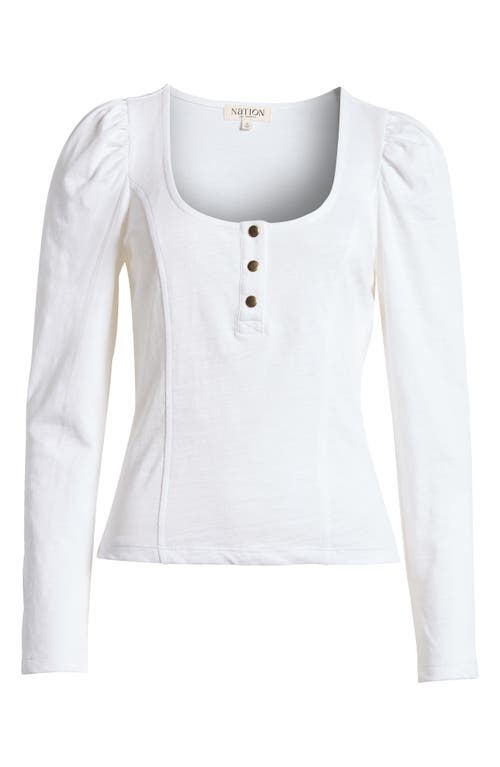 Nation Ltd Sannia Scoop Neck Cotton Henley In Optic White